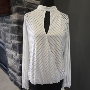 Daytrip White Striped Keyhole Wrap Blouse